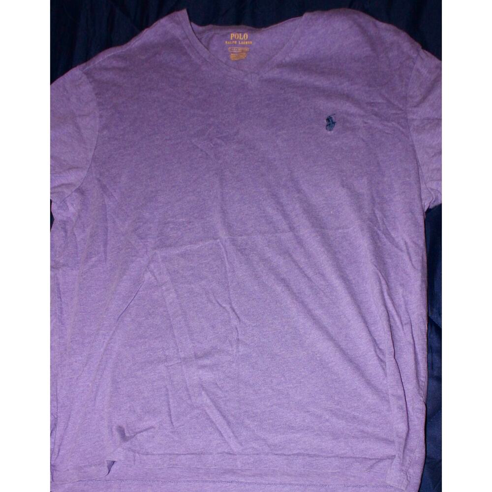 Mens T-Shirt V-Neck Polo by Ralph Lauren Purple Large